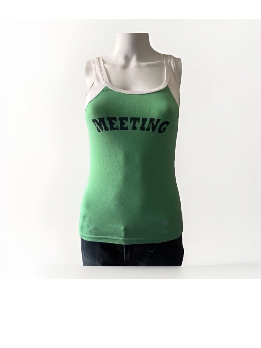 Meeting Green/White Long Tank Top Small Made In Italy